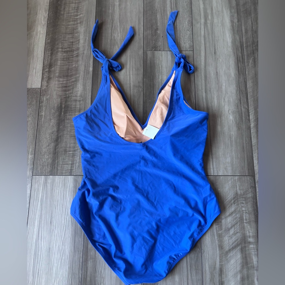 J. Crew Tie Shoulder One Piece Swimsuit Brilliant Blue Size XXL BR591 - Picture 5 of 8